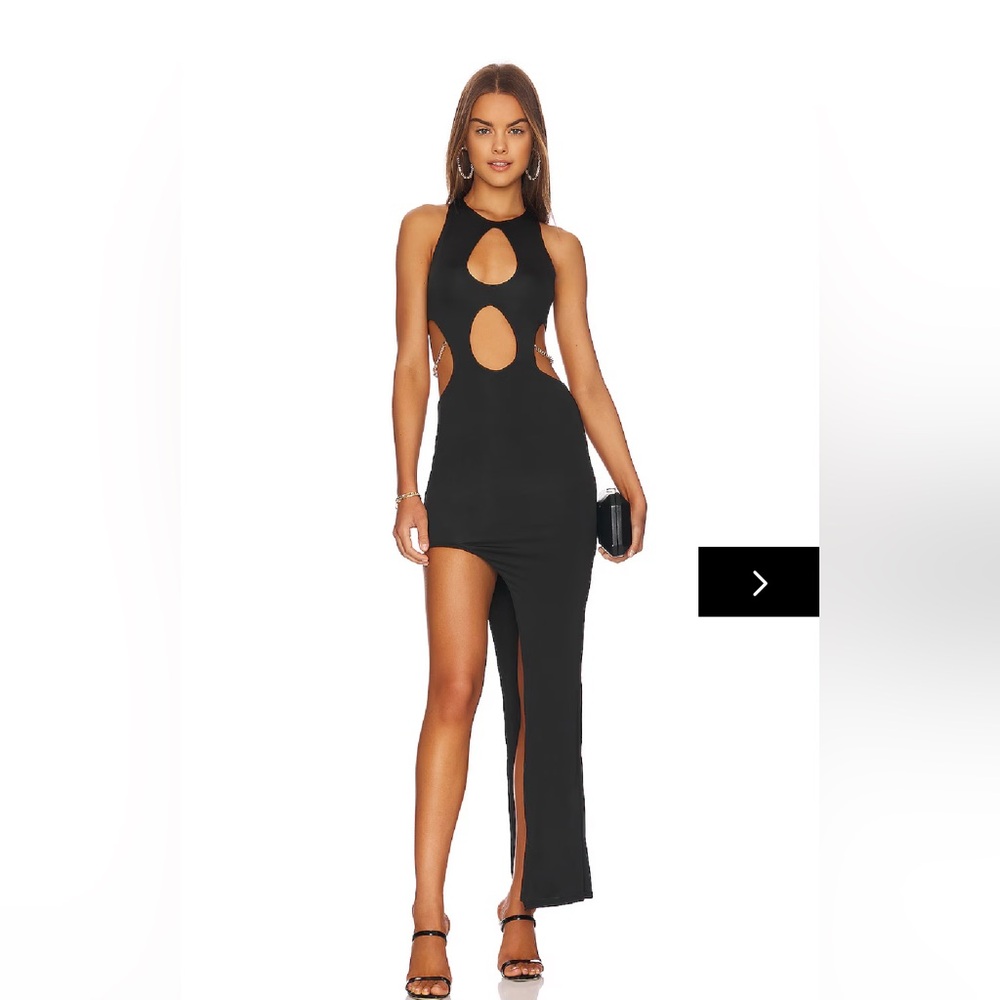 Superdown Black Asymmetrical Cut-Out Dress